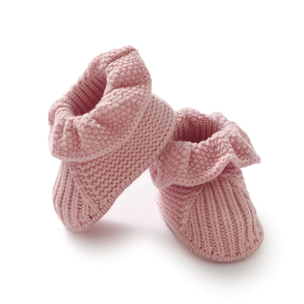 mimixiong Baby Booties Newborn Infant Sock Shoes Hand Knitting Crochet Boy and Girl Cozy Shoes Pink 3-6 Months