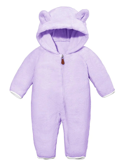 Haloumoning Baby Girl Boy Snowsuit Newborn Clothes Infant Fuzzy Fleece Hooded Footie