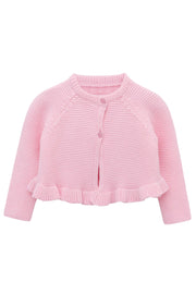 Lilax Baby Girls Knit Long Sleeve Ruffled Cardigan Button Closure Bolero Shrug(Pink0-3M)