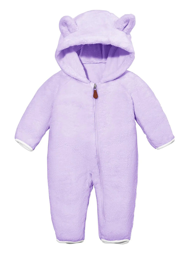 Haloumoning Baby Girl Boy Snowsuit Newborn Clothes Infant Fuzzy Fleece Hooded Footie